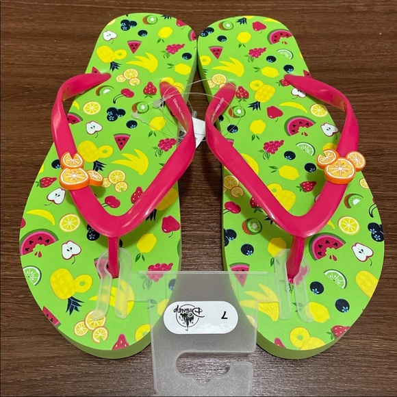 New Disney Park Fruity Print Flip Flops - Picture 2 of 6